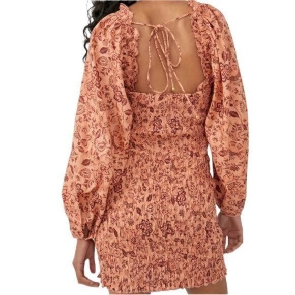 Free People Smock It To Me Floral Mini Dress Size Large NWOT - Picture 4 of 13